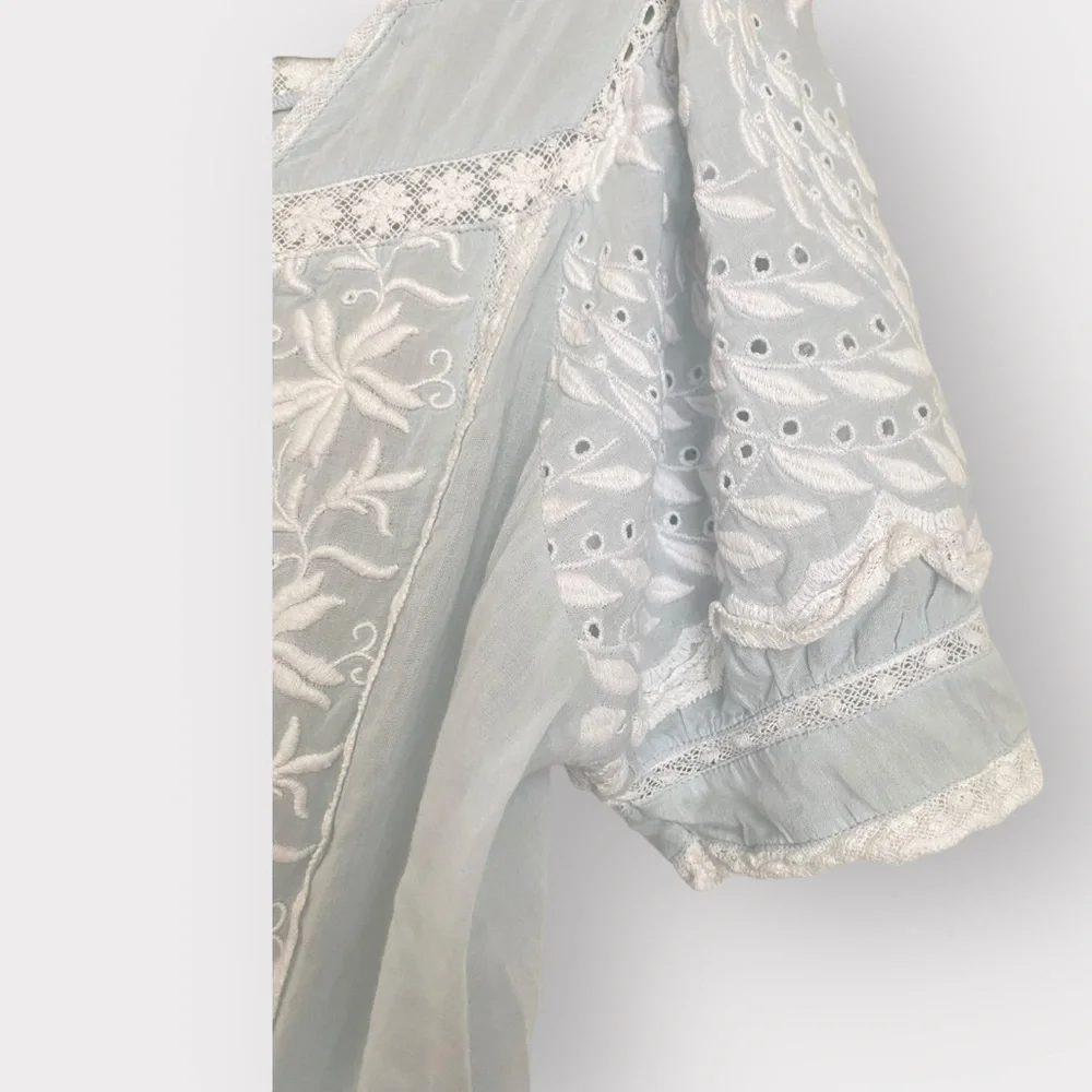 Loveshackfancy Light blue Mini Ruffled Dress | M - Picture 3 of 9